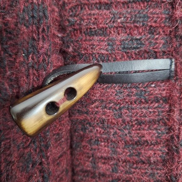 Andean Mens Alpaca Wool Blend Cable Knit Shawl Cardigan Sweater Maroon Small - Picture 11 of 15